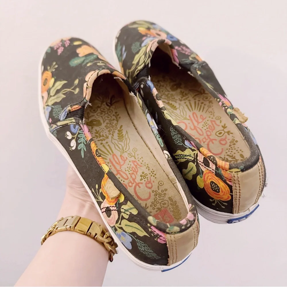 Rifle Paper Co x Keds Slip Ons Floral Sneakers Printed Shoes - Picture 4 of 7